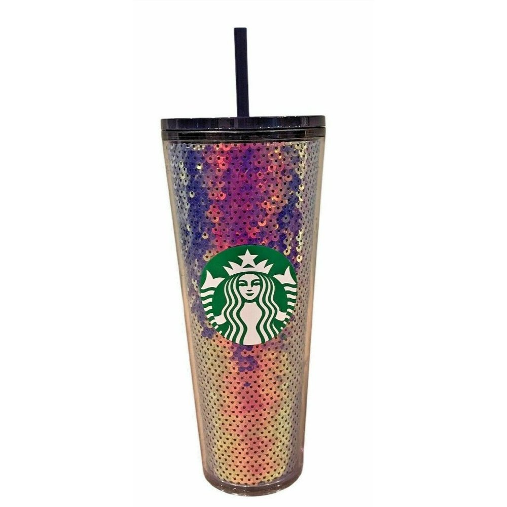Starbucks 2020 Holiday Purple Sequins Cold Cup Wit